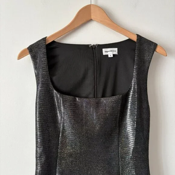 Revolve Superdown Jessalyn Faux Suede Sparkle Mini Dress Black Size Small - Picture 5 of 8